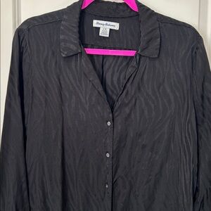 Tommy Bahama Women’s Black Zebra Print Button Down Blouse L